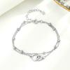 Pulsera Anillo Mobius de Plata de Ley S925 Joyería Elegante de Nicho Pulsera Circular Apilada de Viento con Cuentas de Bola Doble Capa Accesorios