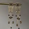 Brincos Longos com Franjas Florais Geométricos Estilo Palácio Retrô Estilo Étnico Boêmio Brincos de Alta Qualidade para Mulheres