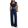 Moda Casual de Mujer de Dos Piezas de Manga Corta y Pantalones Largos, Conjunto para Ir al Trabajo, Nuevo Y2 Europeo y Americano, Primavera/Verano 2026, Transfronterizo
