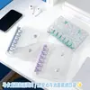 Cuaderno de Hojas Sueltas Estilo Coreano Transparente con Purpurina A7 para Niña Cubierta Suave de PVC con Doble Cierre Cubierta Única Clip Rosa Azul Morado