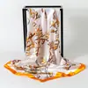 Protector solar de primavera y otoño color hermoso satén cuadrado 90*90 flor de peonía bufanda de satén comercio exterior suministro punto al por mayor