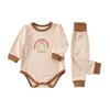 Ropa de bebé de terciopelo cálida de una pieza otoño e invierno traje de dos piezas bebé masculino y femenino ropa de otoño invierno traje de funda base
