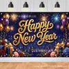 Banner de Fondo Feliz Año Nuevo 2027, Fondo Decorativo para Fiesta de Nochevieja, Fondo Temático de Globos y Fuegos Artificiales