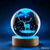 Bola de cristal creativa de cielo estrellado con tallado interior, adorno de luz nocturna luminosa, regalo de cumpleaños, manualidad de decoración de escritorio