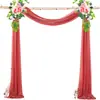 Decorações de Casamento Populares de Gaze Transfronteiriça para Arcos de Gramado ao Ar Livre, Cortinas de Arranjo de Casamento, Cortinas de Chiffon com Pérolas