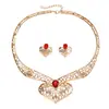 Collar con Colgante de Corazón Recortado Exagerado Popular Transfronterizo Set de Pendientes Moda para Mujer Aleación Flor Joyería Nupcial