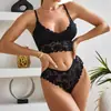 Conjunto de Sutiã de Renda Russa para Mulheres, Camisola Sexy Sem Aro, Lindo Design nas Costas, Conjunto de Lingerie Push-Up para Seios Pequenos