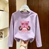 Camiseta de Manga Longa para Meninas Primavera e Outono 2026 Nova Moda Infantil, Camiseta Básica Estilosa, Top Fofo de Algodão Puro com Gola Redonda