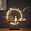Novo armário de TV para corredor estilo chinês queimador de incenso de refluxo cerâmico luz noturna LED decoração de incenso incenso de presente do Lago Dongting