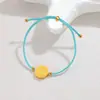 Popular Transfronteiriço Nicho Simples Moda Pulseira de Corda Azul Design Vilão do Amor Pingente Redondo Pulseira de Aço Inoxidável Tendência