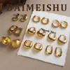 Moda Europea y Americana Estilo Old Money Sencillos Elegantes Versátiles Dorados Cepillados Mate Pendientes de Lujo Ligero de Gama Alta Brazaletes para Orejas Pendientes