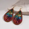 Estilo Étnico Europeo y Americano Retro Madera Acrílico Impreso Forma de Lágrima Ganchos para Orejas Bohemio Nicho Pendientes de Gama Alta