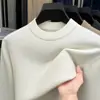 Suéter grueso de punto fino antipelusa para hombre para otoño e invierno, jersey liso de cuello semialto, ropa interior de punto cálida al por mayor