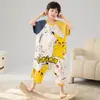 Pijama de Algodón Puro para Niños 2026 Verano Manga Corta Mameluco Anti-Patadas Cubre-Barriga Ropa para el Hogar Ropa para Aire Acondicionado Ropa de Dormir de una Pieza