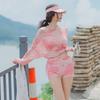 Traje de baño Bikini de verano para mujer talla grande chica gordita Cubre-vientre Adelgazante Blusa de manga larga Chica gordita Playa Conjunto de tres piezas dividido