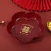 Prato de frutas Prato de frutas secas de doces de casamento Sala de estar vermelha Mesa de centro em casa Prato de frutas torrada redonda Bandeja de plástico para chá