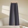 Calça Cinza de Cintura Alta Wide Leg de Luxo para Mulheres Nova Coleção Primavera 2025 Calça de Alfaiataria Relaxada Calça Casual Reta Solta