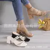 Sandalias Negras de Tira Fina para Mujer, Estilo Hada, Nuevo Modelo 2026, Pantuflas de Tacón Medio para Mujer, Calzado para Exteriores, Tacón Grueso, Zapatos de Mujer de Tira Única