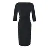 Vestido de Um Ombro Feminino 2026 Primavera/Outono Novo Design Cintura Fina Saia Bodycon Profissional Senso de Design Ligeiramente Maduro Vestido de Manga Três Quartos