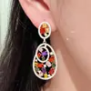 Pendientes Huecos Ovalados de Zirconia Plata Aguja Lujo Ligero, Estilo Corte Vintage, Artesanía Exquisita, Pendientes de Gama Alta para Mujer
