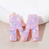 Llavero de Letra Rosa de Moda Accesorios Semi-Terminados Colgante DIY Pegamento de Cristal de Resina Bolso Colgante Pequeño para Mujeres
