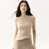 Suéter de punto ajustado para mujer, nueva colección otoño/invierno 2026, básico de cuello redondo, mezcla de cachemir, versátil, acanalado y adecuado como capa base