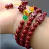 Exquisito brazalete Pixiu de tres anillos de nicho de lujo ligero de alta gama para mujer hecho de cinabrio, un regalo para parejas en su año zodiacal