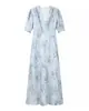 E-commerce Transfronteiriço Roupas Femininas 2026 Moda Europeia e Americana Casual Simples Decote em V Profundo Manga Curta Vestido Estampado Feminino C93247
