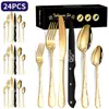 Conjunto de Talheres de Aço Inoxidável com Padrão de Explosões Amazon Transfronteiriço 24 Peças Conjunto Criativo Estampado de Faca, Garfo e Colher Ocidentais para Bife