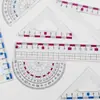 Protección Ocular Anti-Miopía Juego de Cuatro Piezas Regla Estudiantes de Primaria Números Grandes Regla Ondulada Recta Escuadra 20cm Regla de Dibujo para Exámenes