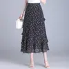 Falda Larga de Gasa Floral Cola de Pescado para Mujer Primavera/Verano 2026 Cintura Alta Ajustada a la Cadera Longitud Media con Volantes Falda Lápiz Adelgazante