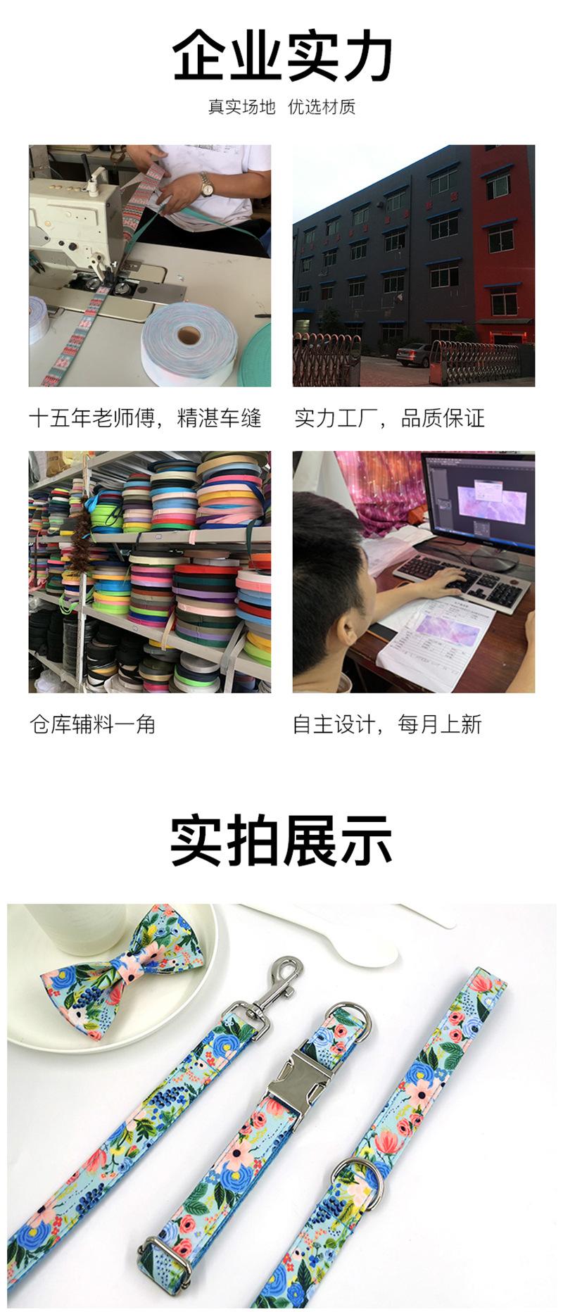ins风狗项圈 时尚安全宠物狗圈领结印花牵引绳 可调节项圈遛