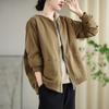 Chaqueta Casual Nueva de Primavera y Otoño para Mujer Estilo Coreano Simple Cuello Alto Color Sólido Diseño de Bolsillo Cárdigan Holgado Versátil Venta al por Mayor