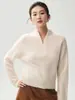 ¡Minimalismo de dinero viejo! Cárdigan de punto de cachemira para mujer con cuello alto, corte holgado, efecto adelgazante y una sensación lujosa, suave y acogedora