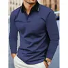 Camisa polo de manga larga transfronteriza para hombre, color liso, modelo nuevo, impresión digital de Amazon, envío directo de una pieza