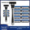 Drop Shipping, Lâmina de Barbear Nova de 6 Camadas, Aparelho de Barbear Manual Masculino, Lâmina de Barbear à Moda Antiga, Cabeça de Barbear