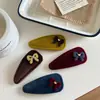 Pasador de Pelo de Terciopelo con Lazo Retro Francés Gama Alta Accesorios para el Cabello para Flequillo de Otoño e Invierno Clip BB Nuevo Tocados de Otoño e Invierno Pasador de Pelo