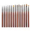 Línea de Arte de Uñas del Fabricante Bolígrafo Bolígrafo Pintado para Arte de Uñas Set Tubo de Cobre Gradiente Set de 15 Piezas de Bolígrafos Difuminadores Portabolígrafos de Madera Maciza
