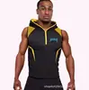 Colete com Capuz Bodysuit Masculino Youngla Design Meio Zíper Secagem Rápida Respirável Elástico Colete Esportivo