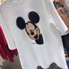 Camiseta 2026 para Mujer, Estilo Coreano, Talla Grande, Longitud Media, Cuello Redondo de Dibujos Animados, Camiseta de Manga Corta, Camisa Holgada con Estampado de Dibujos Animados