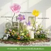Arreglo de Flores Artificiales y Plantas Verdes HY-DS3 para Decoración de Fondo de Boda, Flor de Mesa, Decoración de Mesa de Comedor, Decoración de Flores Falsas de Lujo Ligero