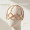 Gorro de Pelo Estilo Julieta Multicolor Retro Europeo y Americano con Cadena de Malla de Cristal Hecha a Mano, Tocado Hueco con Perlas para Vestido de Novia