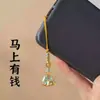 Corrente de Celular Cavalo de Madeira com Gotejamento de Óleo Dourado Antigo Novo Estilo Chinês Pingente Artesanal DIY Pingente Pequenos Acessórios Estilo Chinês