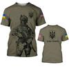 2024 novo comércio exterior para camiseta masculina verão manga curta emblema nacional da Ucrânia bandeira nacional impressão digital 3D moda