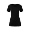 Camiseta de Algodón Puro de Longitud Media Ajustada a la Cintura para Mujeres Petites, Top de Manga Larga con Cuello Redondo y Hombro Normal para Primavera y Otoño, Ideal para Vestir en Capas