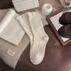 Meias Longas de Cashmere Quente com Padrão de Diamante Retrô Outono Inverno para Mulheres Outono Inverno Quente Meia-Panturrilha Fio Grosso Meias Longas Espessadas