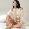 Pijama Transfronterizo de Comercio Exterior para Niñas Primavera, Otoño e Invierno Manga Larga Cuello Redondo Cómodo y Amigable con la Piel Dibujos Animados Conjunto de Ropa de Casa Dropshipping