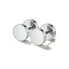 Brincos transfronteiriços: Brincos de aço inoxidável redondos pretos com gotas de óleo, brincos simples de barra com disco redondo, atacado