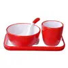Melamina nórdico hotel red neta juego de vajilla mesa juego de cuatro piezas tazón palillos hueso platillo taza creativo hotel tazón especial