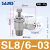 Válvula de Control de Velocidad de Giro Rápido Niquelada en Cobre Válvula de Aceleración Tuerca de Bloqueo Sl Conector Neumático Control de Velocidad Unidireccional Conector Rápido para Tubo Grande de PU